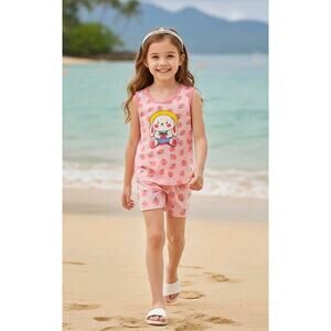 Girls Short Sets Lot Of 6 Each Set Have Different Graphics Size 6-7